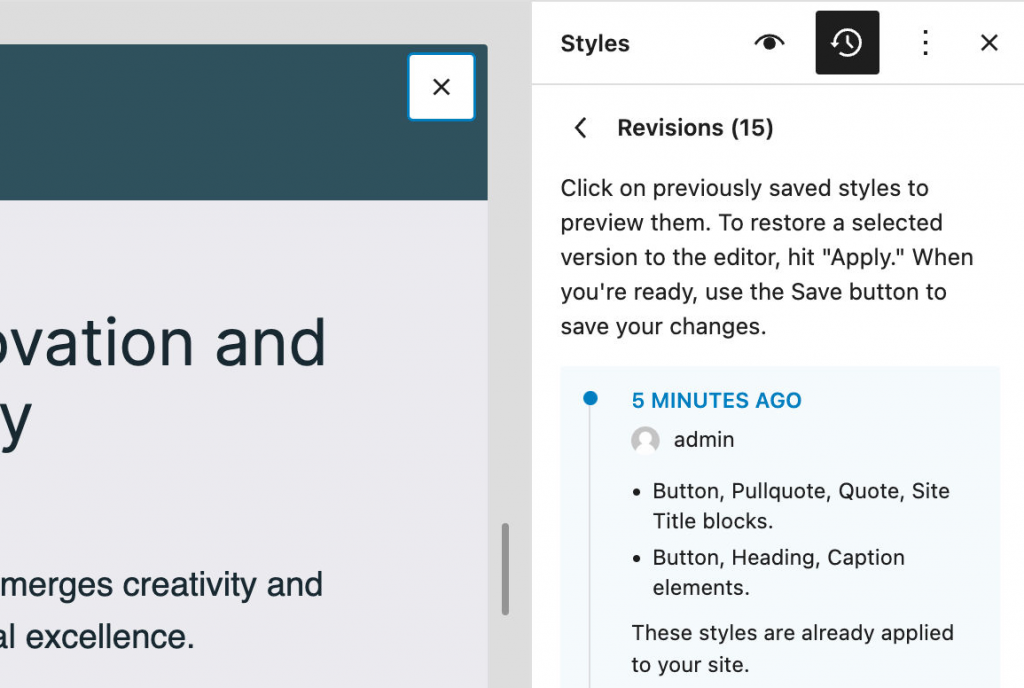 Control de cambios en WordPress 6.5 es más descriptivo que en versiones anteriores